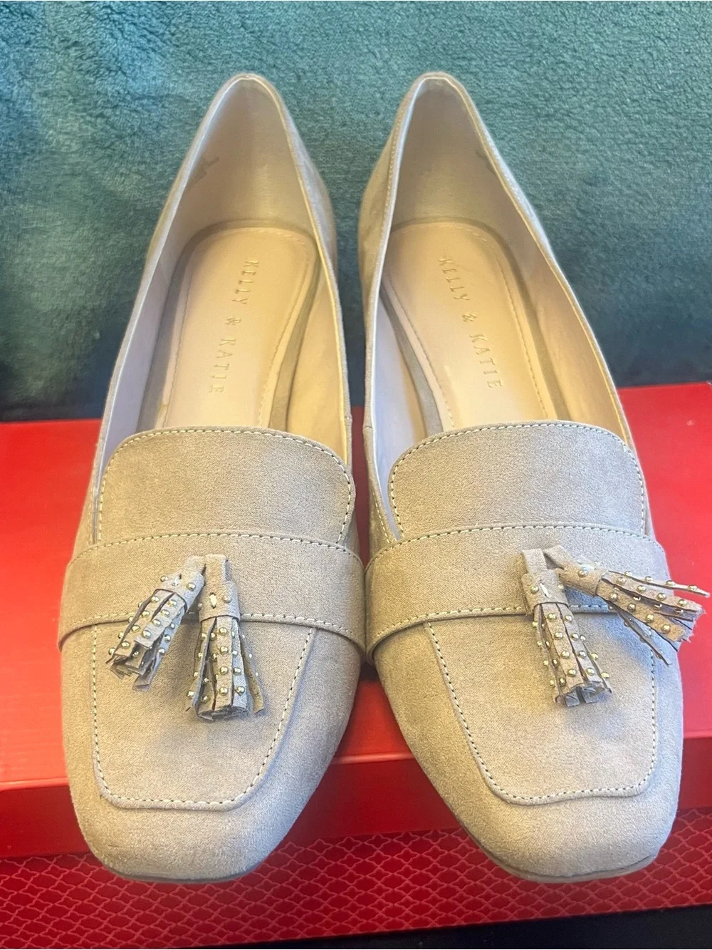 Kelly & Katie Taupe Suede Tassel Loafers